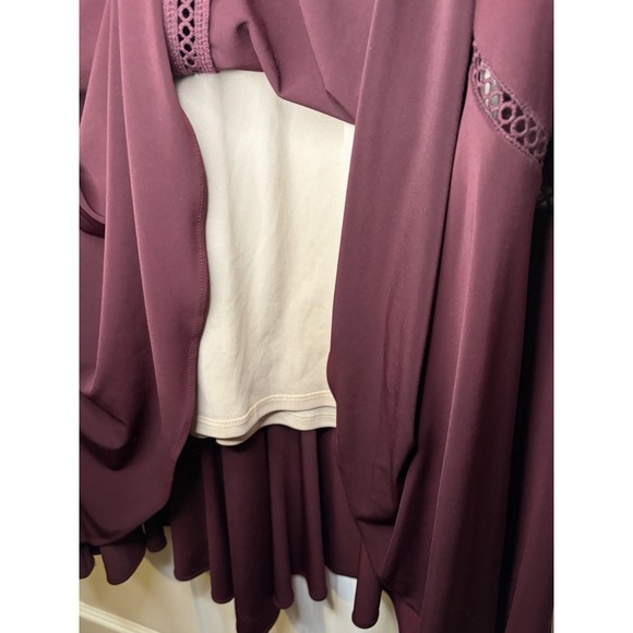 Taylor Burgundy Ruffle Cap Sleeve High-Low Midi Geometric Dress Women's Size 16W - Picture 12 of 16